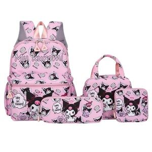 Hello Kitty Kuromi 4 piece Pink Backpack Set